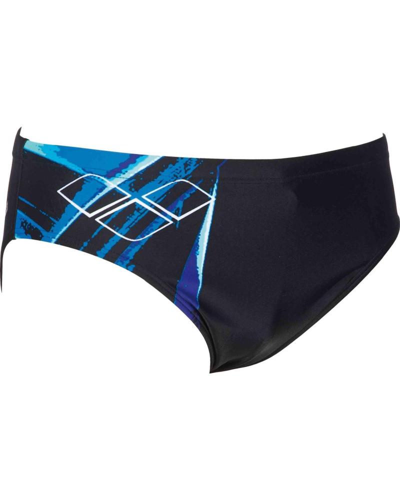 ARENA HERREN BADESLIP SCHWARZ MIT BLAUEM GRAFIKMUSTER NEGRO