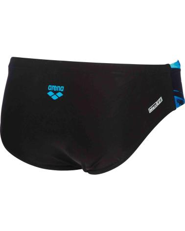 ARENA HERREN BADESLIP SCHWARZ MIT BLAUEM GRAFIKMUSTER NEGRO