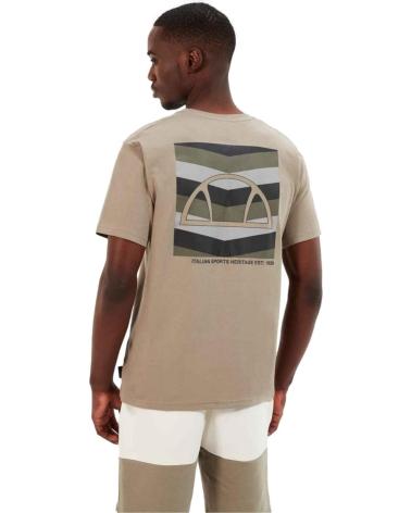 ELLESSE T-SHIRT EN COTON COL HENLEY KAKI POUR HOMME VERDE