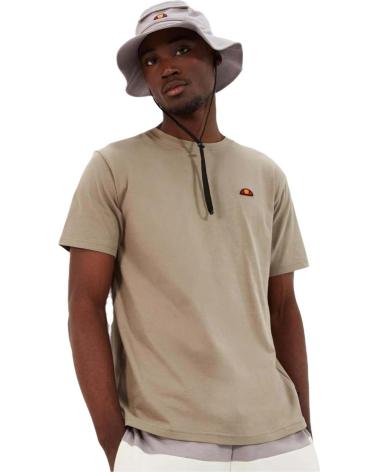 ELLESSE T-SHIRT EN COTON COL HENLEY KAKI POUR HOMME VERDE