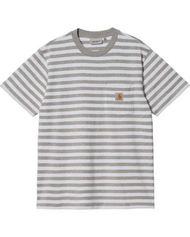 CARHARTT WIP STRIPED T-SHIRT FOR MEN - GREY GRIS