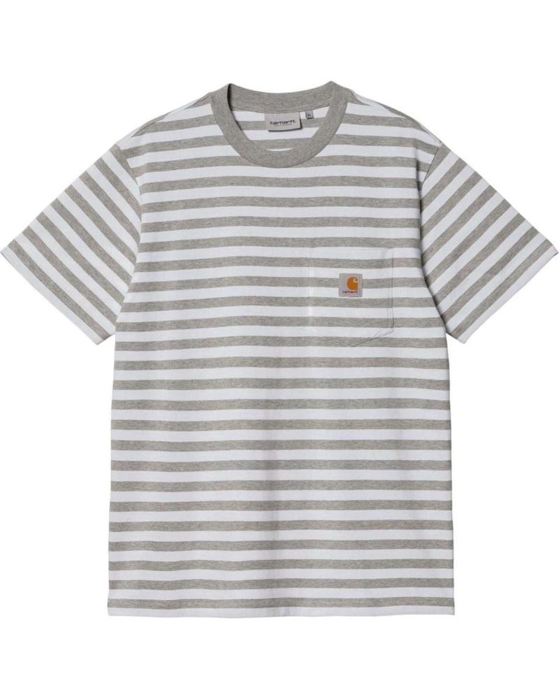 CARHARTT WIP STRIPED T-SHIRT FOR MEN - GREY GRIS