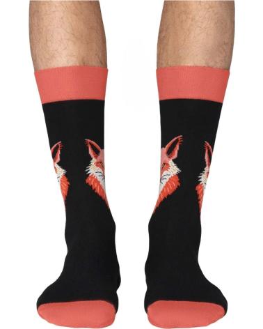 JIMMY LION BLACK SOCKS WITH FOX PRINT NEGRO