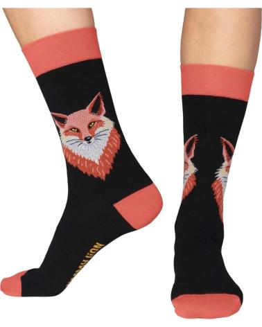 JIMMY LION BLACK SOCKS WITH FOX PRINT NEGRO