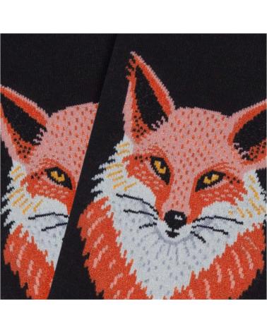 JIMMY LION BLACK SOCKS WITH FOX PRINT NEGRO