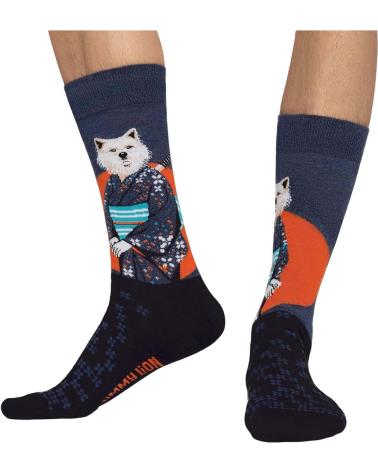 JIMMY LION BLUE SOCKS WITH KIMONO CAT DESIGN AZUL