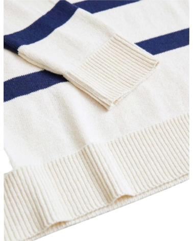 ESEOESE STRICKPULLOVER WEISS MIT MARINEBLAUEN STREIFEN BLANCO