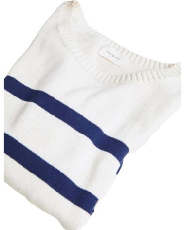 ESEOESE STRICKPULLOVER WEISS MIT MARINEBLAUEN STREIFEN BLANCO