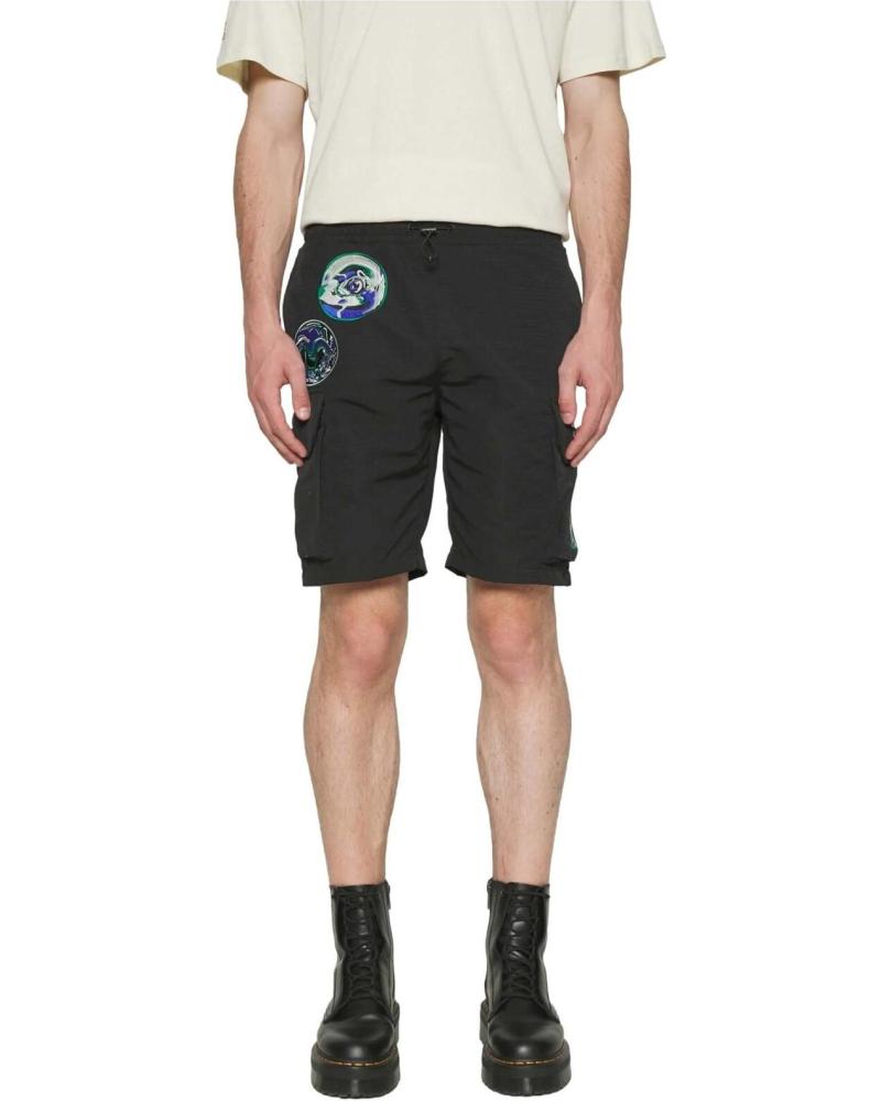 PANTALONCINI CARGO KARL KANI NERI CON STAMPA GRAFICA NEGRO