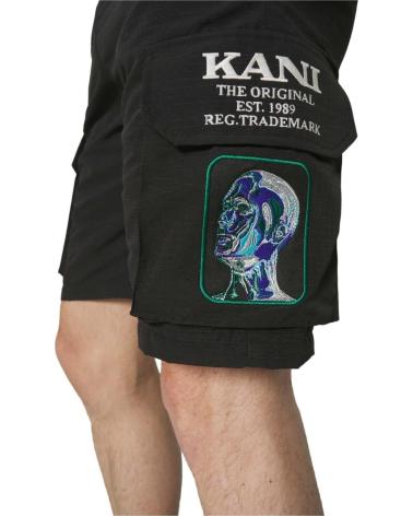 PANTALONCINI CARGO KARL KANI NERI CON STAMPA GRAFICA NEGRO