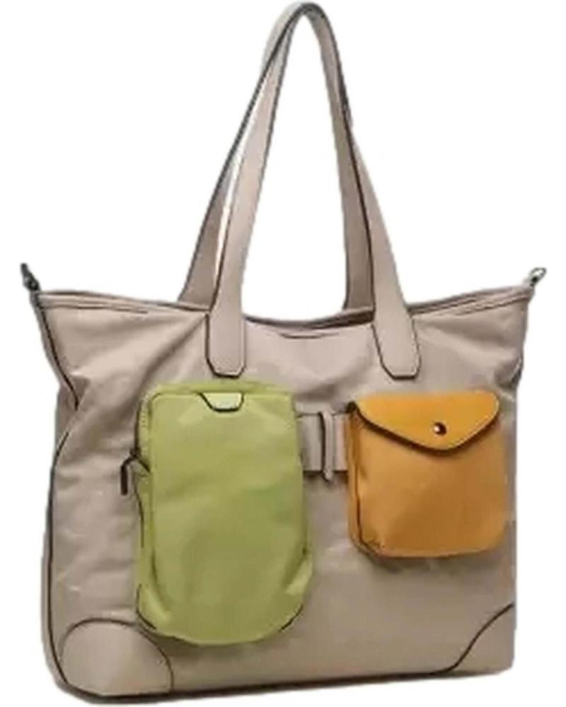 ABBACINO BROWN TOTE BAG WITH DETACHABLE EXTERNAL POCKETS MARRóN