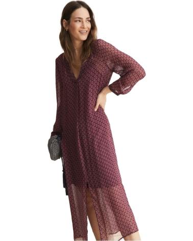 ESEOESE LANGES KLEID ROT MIT LANGEN ÄRMELN UND V-AUSSCHNITT ROJO
