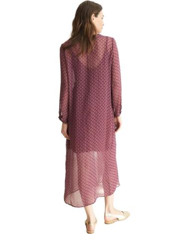 ESEOESE LANGES KLEID ROT MIT LANGEN ÄRMELN UND V-AUSSCHNITT ROJO