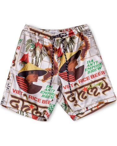 PANTALONCINI STAMPATI GRIMEY DA UOMO, DESIGN CASUAL BIANCO BLANCO
