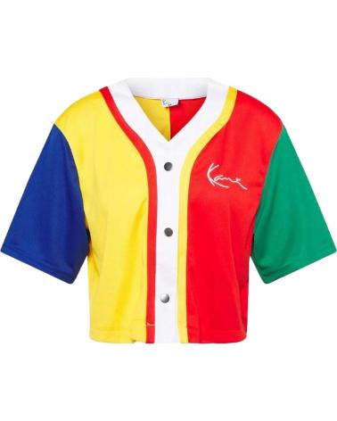 T-SHIRT CROPPED KARL KANI MULTICOLORE STILE BASEBALL CON LOGO EMBLEMATICO MULTICOLOR