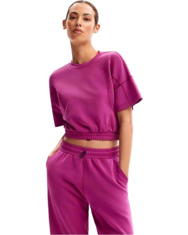 DESIGUAL FUCHSIA PINK CROPPED T-SHIRT FOR WOMEN ROSA