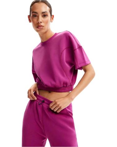DESIGUAL FUCHSIA PINK CROPPED T-SHIRT FOR WOMEN ROSA