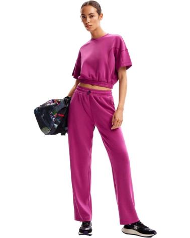 DESIGUAL FUCHSIA PINK CROPPED T-SHIRT FOR WOMEN ROSA