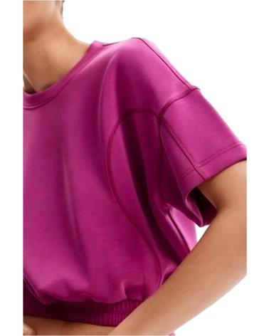 DESIGUAL FUCHSIA PINK CROPPED T-SHIRT FOR WOMEN ROSA