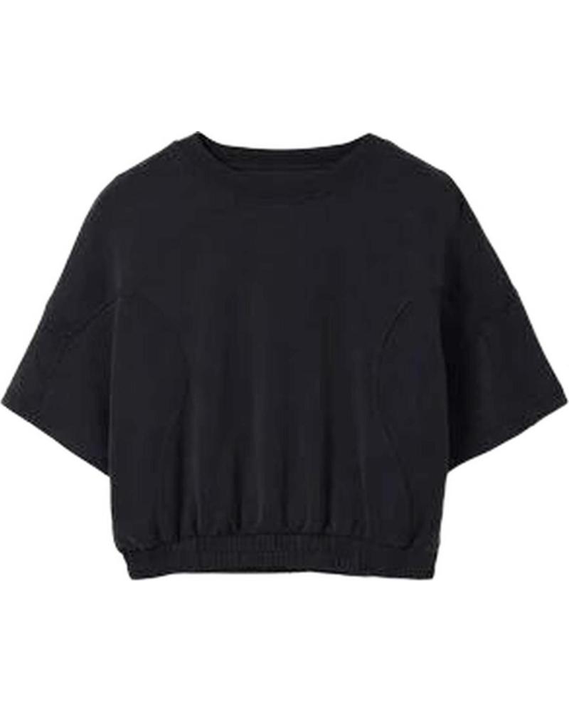 DESIGUAL BASIC BLACK CROPPED T-SHIRT FOR WOMEN NEGRO