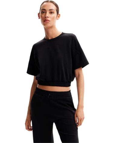DESIGUAL BASIC BLACK CROPPED T-SHIRT FOR WOMEN NEGRO