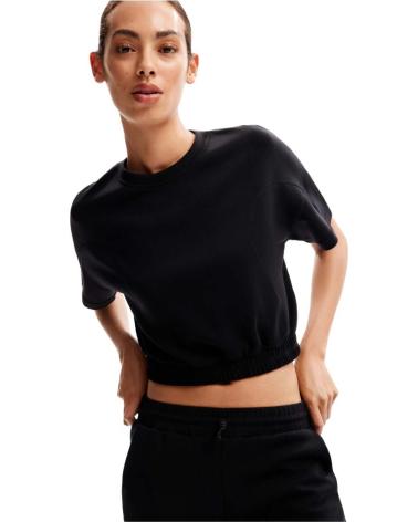 DESIGUAL BASIC BLACK CROPPED T-SHIRT FOR WOMEN NEGRO