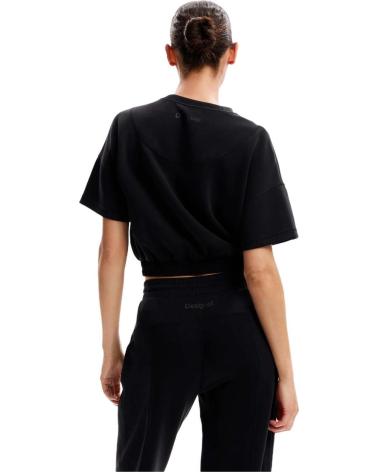 DESIGUAL BASIC BLACK CROPPED T-SHIRT FOR WOMEN NEGRO