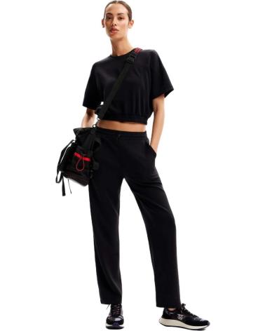 DESIGUAL BASIC BLACK CROPPED T-SHIRT FOR WOMEN NEGRO