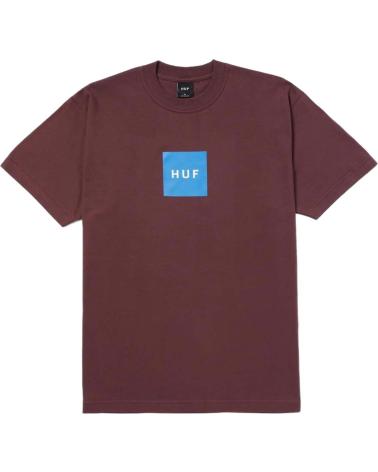 HUF BOX LOGO T-SHIRT IN BURGUNDY ROJO