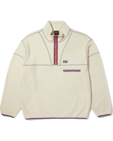 HUF HALF-ZIP FLEECE WITH CONTRAST DETAILS IN BEIGE BEIGE