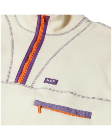 HUF HALF-ZIP FLEECE WITH CONTRAST DETAILS IN BEIGE BEIGE