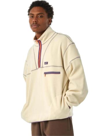 HUF HALF-ZIP FLEECE WITH CONTRAST DETAILS IN BEIGE BEIGE