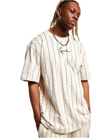 KARL KANI BEIGE VERTICAL STRIPED T-SHIRT FOR MEN BEIGE