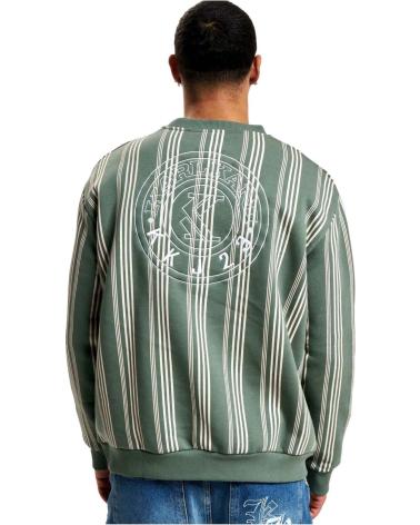 SUDADERA KARL KANI VERDE DE RAYAS CON LOGO BORDADO VERDE