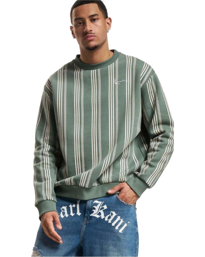 SUDADERA KARL KANI VERDE DE RAYAS CON LOGO BORDADO VERDE