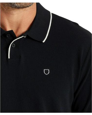 BRIXTON POLO NEGRO CON RIBETE BLANCO PARA HOMBRE NEGRO