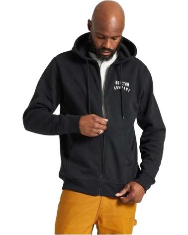 BRIXTON BLACK ZIP-UP HOODIE FOR MEN NEGRO