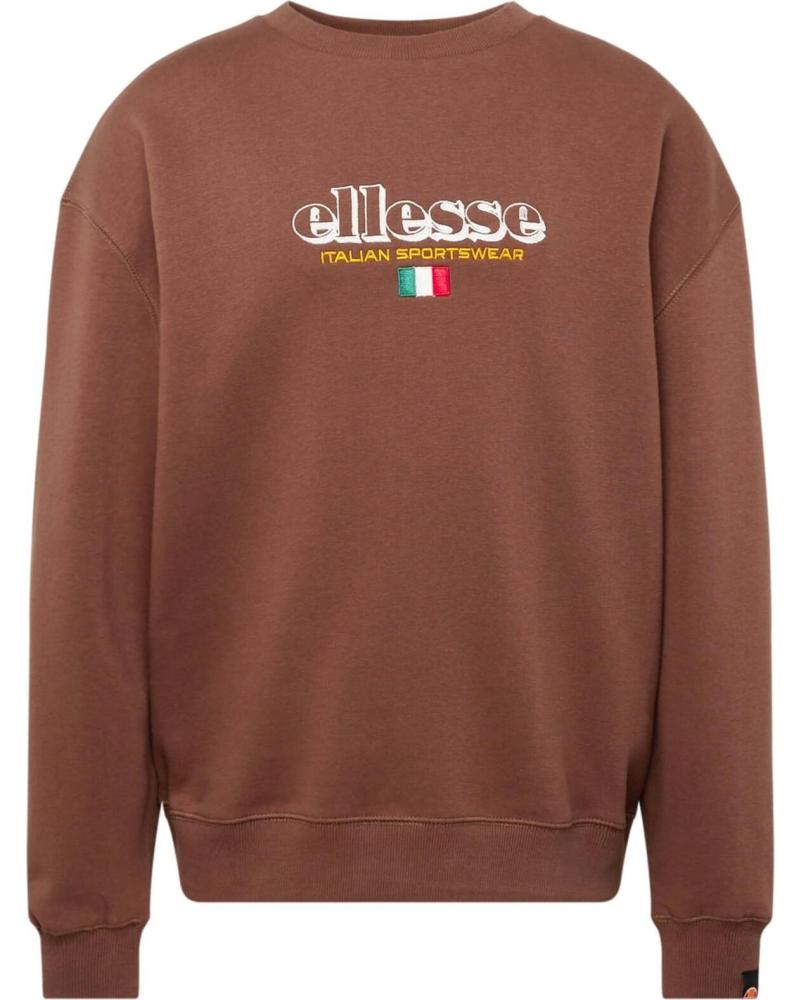 ELLESSE SWEATSHIRT BRAUN MIT LOGO UND ITALIENISCHER FLAGGE DETAIL MARRóN