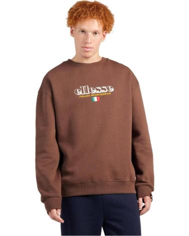 ELLESSE SWEATSHIRT BRAUN MIT LOGO UND ITALIENISCHER FLAGGE DETAIL MARRóN