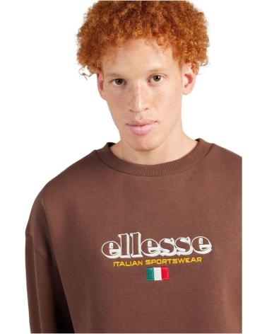 ELLESSE SWEATSHIRT BRAUN MIT LOGO UND ITALIENISCHER FLAGGE DETAIL MARRóN