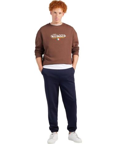 ELLESSE SWEATSHIRT BRAUN MIT LOGO UND ITALIENISCHER FLAGGE DETAIL MARRóN