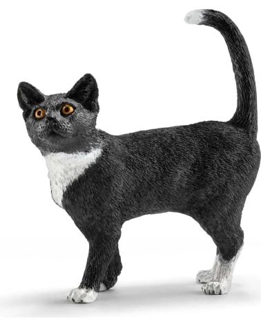 FIGURA SCHLEICH GATO PRETO E BRANCO NEGRO