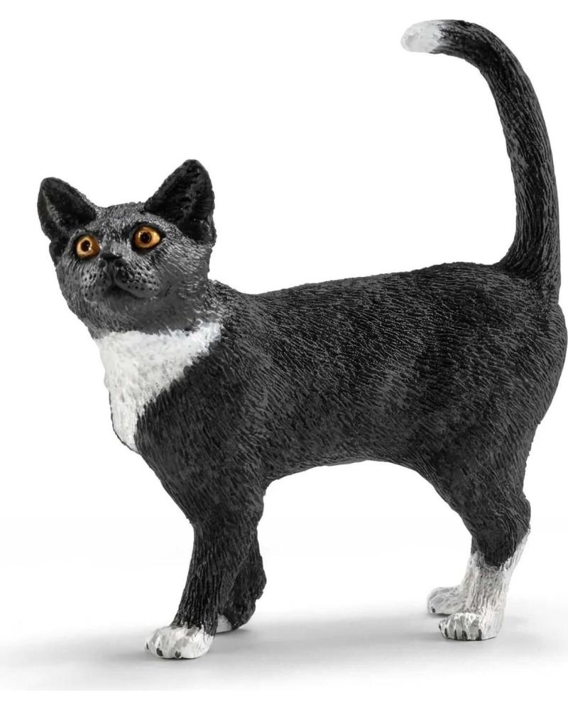 FIGURA SCHLEICH GATO PRETO E BRANCO NEGRO
