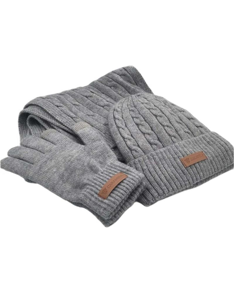 CARAMELO WOMEN'S WINTER SET - GREY SCARF, HAT & GLOVES GRIS