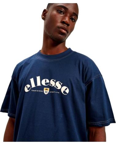 ELLESSE MEN'S NAVY BLUE T-SHIRT WITH CLASSIC LOGO AZUL