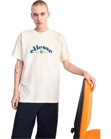 ELLESSE BEIGE T-SHIRT WITH BLUE LOGO PRINT BEIGE