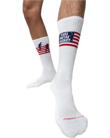 JIMMY LION WHITE SOCKS WITH AMERICAN FLAG DESIGN BLANCO