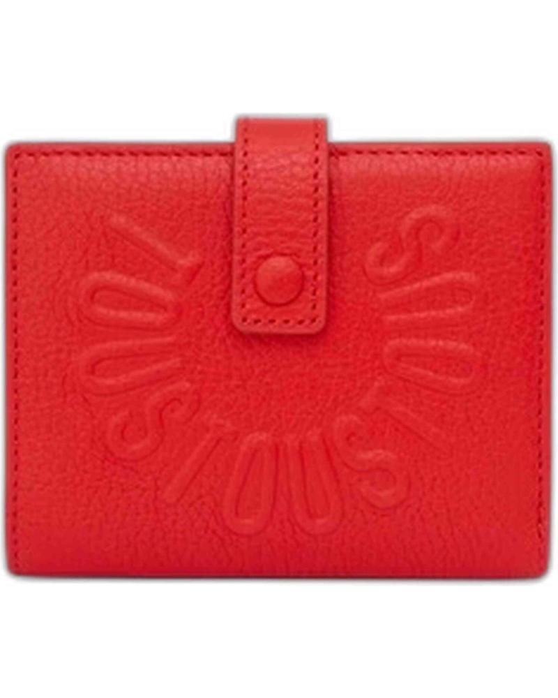 PORTEFEUILLE TOUS ROUGE AVEC FERMETURE À RABAT ET LOGO GRAVÉ ROJO