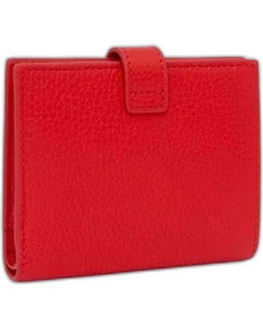 PORTEFEUILLE TOUS ROUGE AVEC FERMETURE À RABAT ET LOGO GRAVÉ ROJO