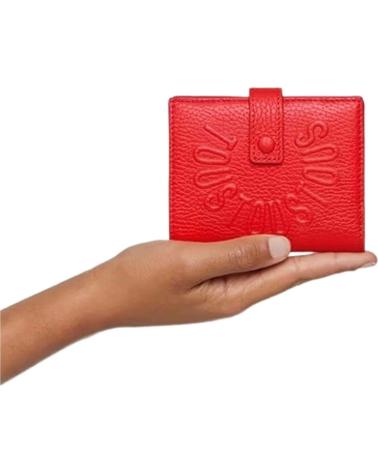 PORTEFEUILLE TOUS ROUGE AVEC FERMETURE À RABAT ET LOGO GRAVÉ ROJO